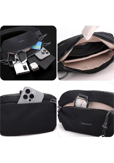Novahub Erkekler Göğüs Çantası Kişiselleştirilmiş Banliyö Omuz Çantası Cep Telefonu Bel Paketi Siyah Yeşil Siyah Siyah