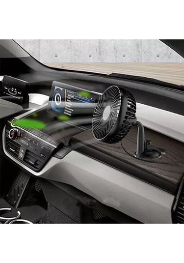 Evrensel 5v 360 Derece Dönebilen Usb Araç Vantilatörü Büyük Rüzgar Üç Hız Kontrolü Vantuzlu Usb Araç Vantilatörü