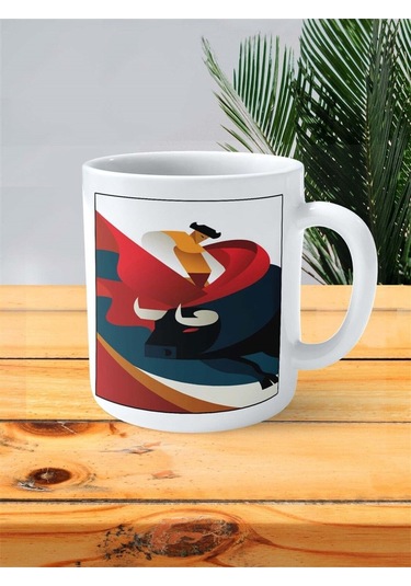 Boğa Güreşi Baskılı Kupa Bardak Kişiye Özel Desen 1 Çok Renkli