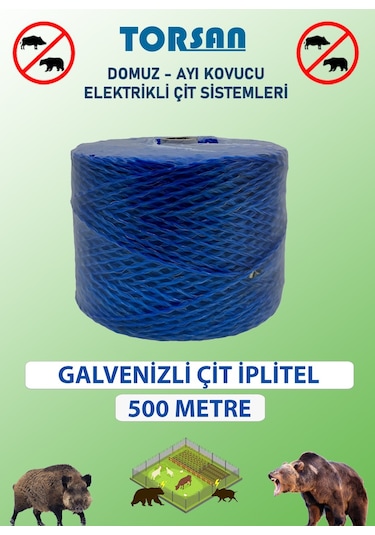 Elektirikli Çit 500 Metre Çift Örgülü Galvanizli Tel + İp