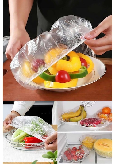 100 Adet Pratik Tazeliği Koruyan Tencere Ve Tabak Bonesi Çok Amaçlı Kapak Gıda Bonesi