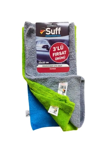 Suff Zambak Mikrofiber Oto Temizlik Bezi 3'lü Set 32x32 1622