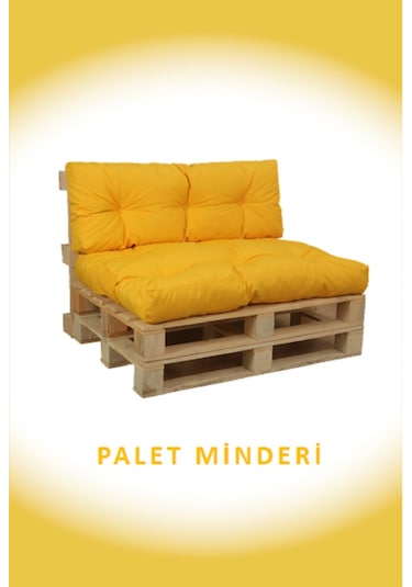 Dış Ve Iç Mekan Palet Minderi Minder Seti Takımı 2 Li Sarı