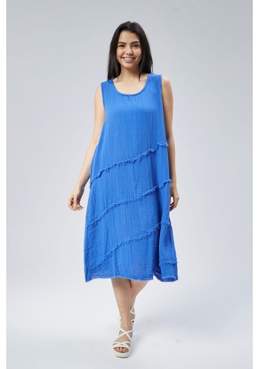 Muslin Elbise Yazın Vazgeçilmesi Mavi