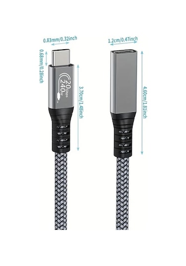 Oldfriend Usb C Uzatma Kablosu 10ft 240w Şarj 20gbps Veri Aktarım 4k Video Usbc 3.2 Type C