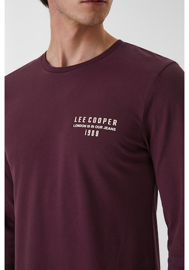 Lee Cooper Renzo Erkek O Yaka Uzun Kol T-Shirt Bordo-15360 Bordo