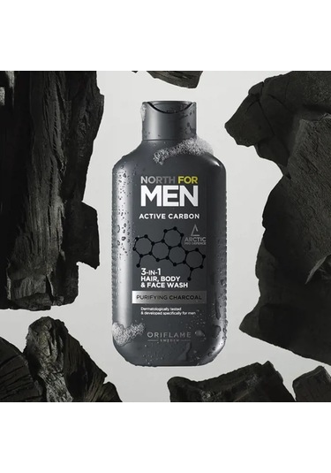 Oriflame For Men Active Carbon 3'ü 1 Arada Saç Yüz ve Vücut Yüz Temizleyici 250 ML