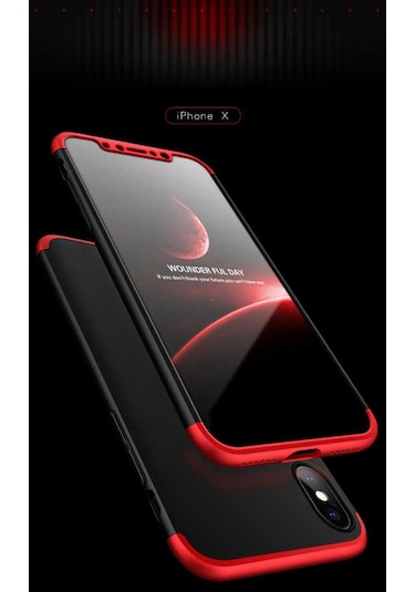 Apple Uyumlu iPhone X Kılıf Zore Ays Kapak Siyah-Kırmızı