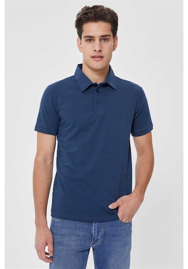 Lee Cooper Daker Erkek Polo Yaka T Shirt Indigo 1159 Indigo İndigo