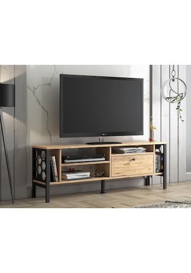 Wood'N Love Hera 140 Cm Tv Ünitesi - Atlantik Çam / Siyah