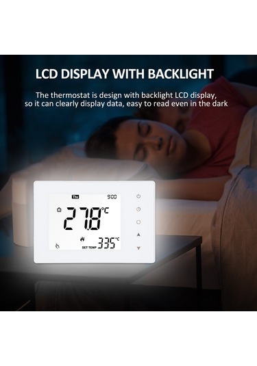 Geeksen Tp818whp Akıllı Isıtma Kontrolörü - Lcd Dokunmatik Ekran, Haftalık Programlama, Su Isıtıcı Ve Radyatör Termostati, Beyaz