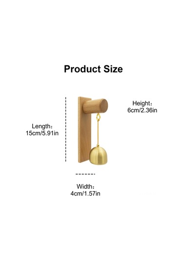 Fosenze Ahşap Ahşap Zil, Mağaza Girişi Uyarısı İçin Bezelye Ağaç Ve Bakır Zil, Ev/ofis Dekoru, 15x4x6 Cm