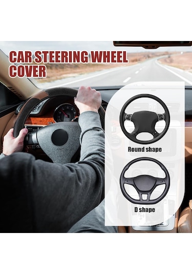 Yifomall Kahverengi Karbon Fiber Stili Deri Direksiyon Kılıfı - 37-38 Cm Evrensel Uyumlu, Soluk, Kayma Engellici, Dayanıklı Ve Koruyucu Kahve