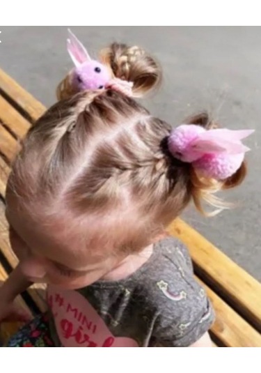 Batu Kız Bebek Ve Çocuk Tavşan Figürlü Toka Seti Pembe