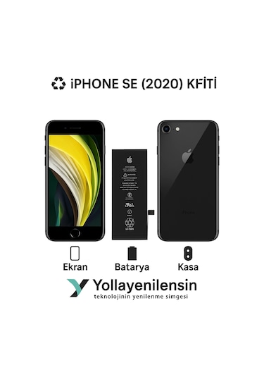 Apple Uyumlu iPhone Se 2020 Kiti Ekran + Batarya + Arka Kasa e Eş Değer Kalite Parçalar