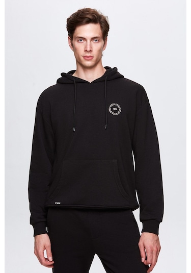 D's Damat Relaxed Fit Baskılı Erkek Sweatshirt 3ECE24ORT0240 - Siyah