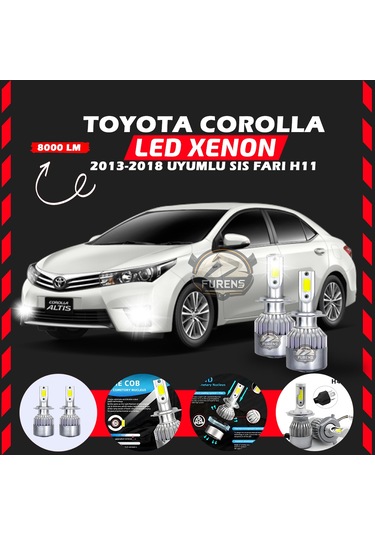 Toyota Corolla 2013-2018 Sis Farı Uyumlu Şimşek Etkilii Led Xenon Performance Series H11