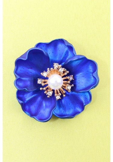 Tatlı Funda Gülü Broş. Kristal Taşlı Çiçek Broş. Yaka İğnesi Broş. Kadın Broş. Broş. Lacivert