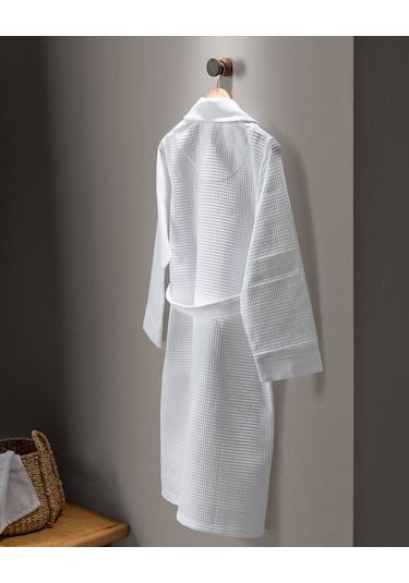 Madame Coco Blois %100 Pamuk Unisex Bornoz - Beyaz - Lüks Koleksiyon Beyaz S - M