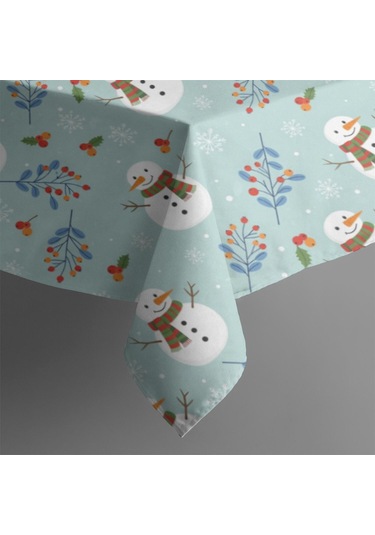 Noel Desenli Dikdörtgen Masa Örtüsü 60x120 İnç, Su Geçirmez Ve Leke Tutmaz-a72 Açık Pembe