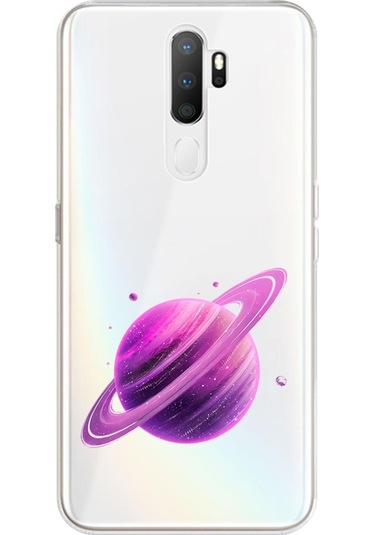 Oppo A5 2020 Uyumlu Mor Gezegen Desenli Silikon Kılıf