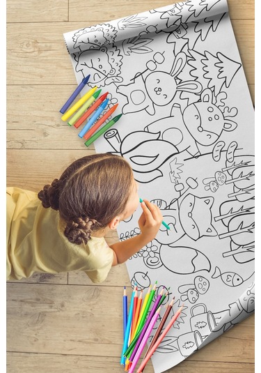 Melolisa Kamp Temalı Boyama Kağıdı 2.5 Metre Rulo - Bebek Ve Çocuk İçin Eğitici Aktivite Kağıdı