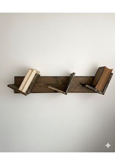 Doğal Ahşap Kitaplık, Dekoratif Tasarım Ahşap Vintage Kitaplık Ceviz