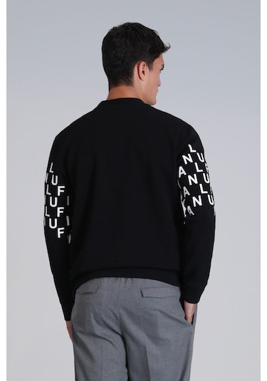 Lufian 112030159 Baskılı Erkek Sweatshirt Siyah