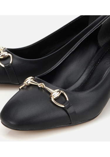 Hotiç Kadın Siyah Gold Tokalı Kalın Topuklu Ayakkabı 01ayh314840a100 01ayh314840a100 Siyah