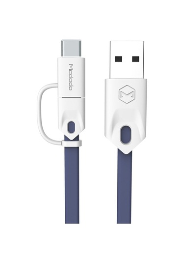 M-data 2in1 Type-c Micro Usb Şarj Data Kablosu Mavi