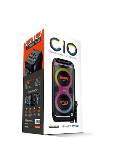 Powerway Cıo 100w Hoparlör Gitar Saz Girişli Karaoke Parti Ses Sistemi 80 Cm Dijital Ekran +bass Pro