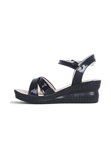 Ayakcenter Byn Ayışığı By34 Rugan Siyah Kadın 7 Cm Topuklu Sandalet