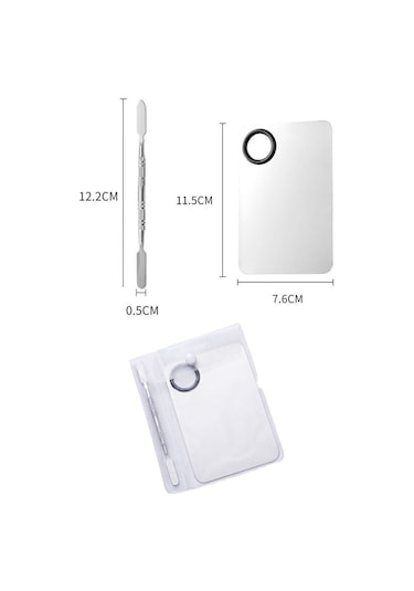 2 Parça Aynalı Çelik Makyaj Fondöten Krem Karıştırma Spatula Palet Set Cin906