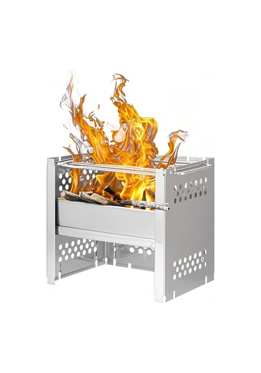 Vkemall Ws045 Dikdörtgen Çift Amaçlı Odun Sobası Gümüş