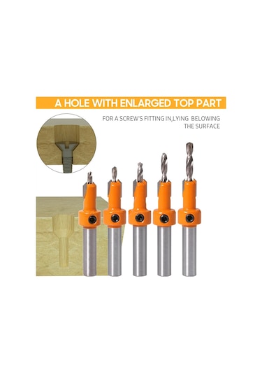 Hallow Ağaç İşleme Havşa Matkap Ucu Seti Yuvarlak 5 Adet 8 MM