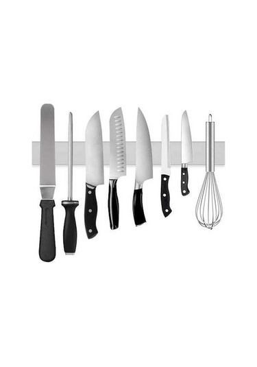 Pazly 16 Paslanmaz Çelik Manyetik Bıçak Tutucu, Mutfak Bıçak Şerit Bloğu, Duvar Montajlı Gümüş