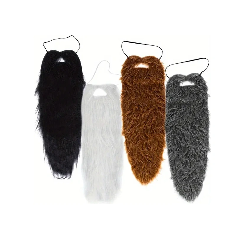 Elmpaly 23 İnç Gerçekçi Sakal Beyaz Uzun Tüylü Yüz Kostümü Halloween Parti