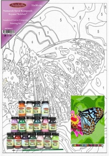 Artebella Numaralı Tuval Kompozit Boyama Antb0011 "Kelebek" 35X50
