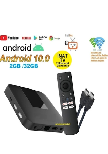 Android 10 Tv Box 2gb/32gb Inat Tv Yüklenerek Gönderilecektir
