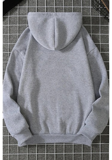 Unisex Metalica Baskılı Oversize Sweatshirt Gri
