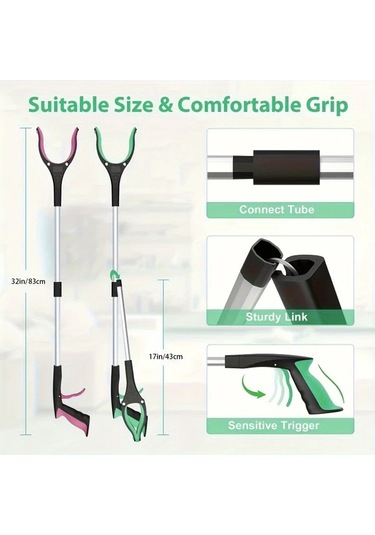 Cordial Yeşil Manyetik Uzanma Aleti: 81 Cm Katlanır, Yaşlı Ve Ev Temizliği İçin Pratik