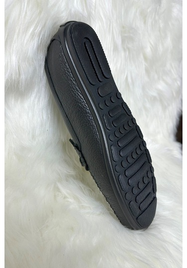 Günlük Erkek Hakiki Deri Siyah Tokalı Kaymaz Taban Casual Klasik Ayakkabı Rahat 600 - 601 - 603 Demir Tokalı