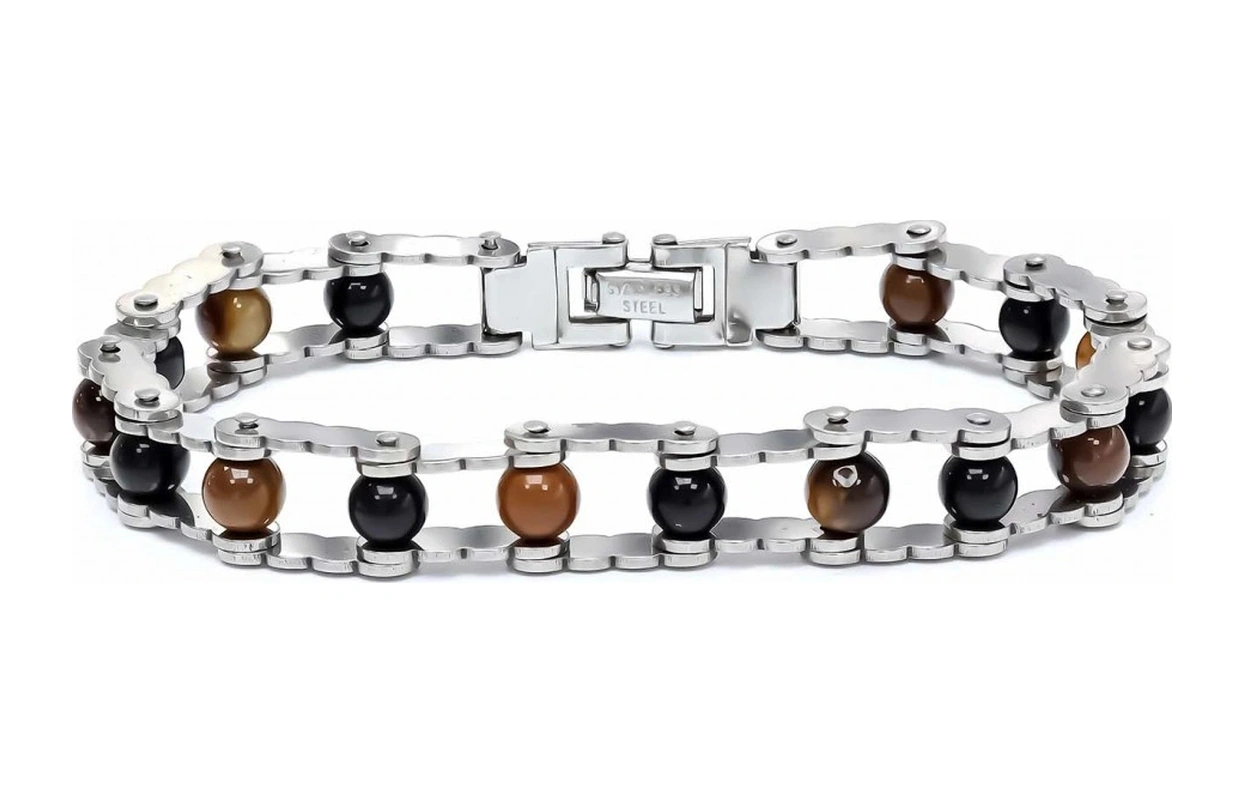 Moncuk Design Kaplan Gözü Ve Oniks Taşlı Ayarlanabilir Çelik Bileklik 33512b24d4 Çok Renkli