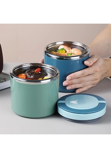 Chuangyinshop Mavi 21,3 Oz Paslanmaz Çelik Yemek Saklama Kabı Mavi