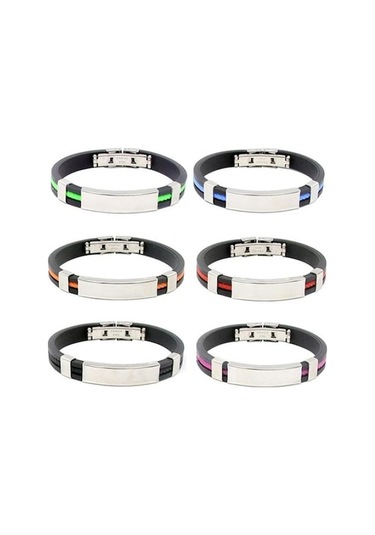 Novahub Siyah Erkek Kadın Serin Paslanmaz Çelik Kauçuk Bileklik Bileklik Toka Manşet Bilezik Siyah