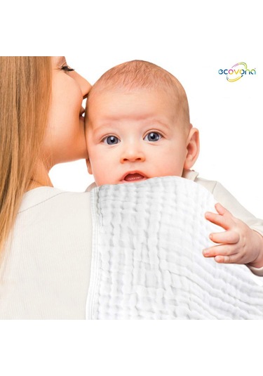 Reedark "6 Katmanlı Organik Muslin Bebek Tükürük Havlusu - Yeşil Paket 6'lı "