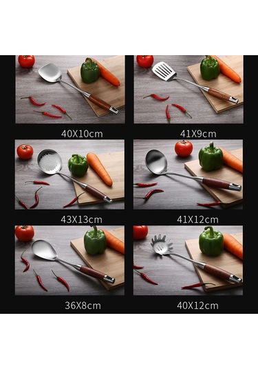 Sones 304 Paslanmaz Çelik Ahşap Saplı Mutfak Gereçleri Mutfak Ekipmanları, Stil: Yuvalı Kürek