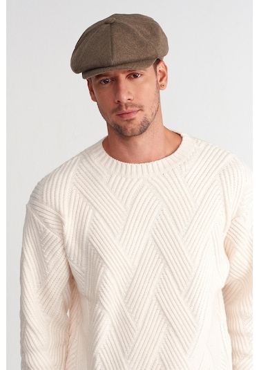 Erkek Kışlık Yün İngiliz Kasket Şapka Baker Boy Cap