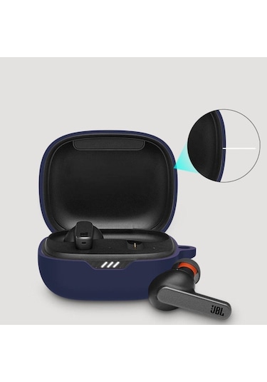 Lacivert Jbl W300 Tws Travel İçin Darbeye Dayanıklı Kablosuz Kulaklık Kılıfı Yumuşak Şarj Kutusu Kapağı