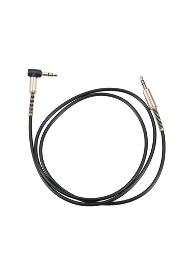 Samdoo 3.5mm Altın Kaplama Ses Kablosu - Bilgisayar/ Telefon Kulaklık Hoparlör Bağlantısı - Düz-eğri - Siyah - 1 Metre